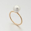 Brass Acrylic Pearl Finger Rings for Wedding Jewelry LS-RJEW-J061-RG-1