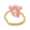 Round Seed Beads with Gemstone Beads Rings RJEW-MZ00015-02-4