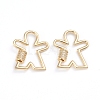 Brass Micro Pave Clear Cubic Zirconia Screw Carabiner Lock Charms ZIRC-I041-10G-1