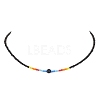 Glass Seed Beaded Necklace & Braided Beaded Bracelet SJEW-JS01283-02-3