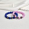 Medium Orchid Natural Yellow Jade Round Beaded Stretch Bracelet BJEW-SW00077-04-6