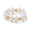 Round Acrylic Imitation Pearl & Seed Beads Stretch Rings for Women RJEW-JR00721-4