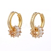 Brass Micro Pave Clear Cubic Zirconia Huggie Hoop Earrings EJEW-JE04451-01-1