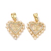 Heart Brass Micro Pave Clear Cubic Zirconia Pendants KK-G406-25G-1