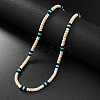 Retro Men's Shell & Synthetic Turquoise Heishi Beaded Necklaces OX2630-5-1