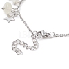 Natural White Moonstone Chips & Star Charms Anklet AJEW-AN00512-02-4