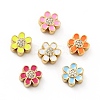 Flower Brass Micro Pave Clear Cubic Zirconia Beads KK-G419-06G-1