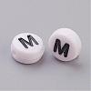 Flat Round with Letter M Acrylic Beads X-PL37C9070-M-2