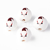 Painted Natural Wood Round Beads X1-WOOD-N006-180C-2
