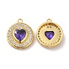 Brass Micro Pave Cubic Zirconia and Glass Pendants KK-Q772-11G-1