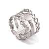 Non-Tarnish 304 Stainless Steel Heart Wrap Open Cuff Rings for Women RJEW-G285-53P-1