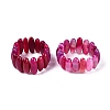 Oval Natural Agate Beaded Stretch Bracelets for Women Men G-Q601-23F-1