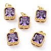 Real 18K Gold Plated Brass Inlaid Cubic Zirconia Charms ZIRC-L100-073G-05-1