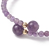 Natural Amethyst Beaded Cuff Bangles BJEW-JB13328-02-3