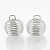 Hollow Lantern Iron Wire Bead Cage Pendants IFIN-N001-02P-1