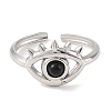 Natural Dyed & Heated Black Agate Finger Rings RJEW-F166-56P-2