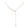 Adjustable Slider Natural Pearl Beaded Lariat Necklaces NJEW-TA00180-2