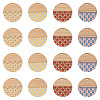 Beadthoven 16Pcs 4 Colors Printed Resin & Wood Pendants WOOD-BT0001-13-10