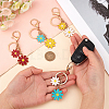 AHADERMAKER 4Pcs 4 Colors Alloy Enamel Pendants Keychain KEYC-GA0001-24-3