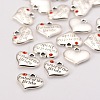 Wedding Theme Antique Silver Tone Tibetan Style Alloy Heart with Father of the Bride Rhinestone Charms X-TIBEP-N005-19B-2