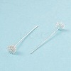 Brass Micro Pave Clear Cubic Zirconia Flower Head Pins KK-G413-02S-4