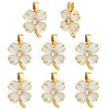 8Pcs Brass Micro Pave Clear Cubic Zirconia & Cat Eye Pendants KK-BC0015-63A-1