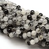 Natural Black Rutilated Quartz Round Beads Strands X-G-E251-30-6mm-1