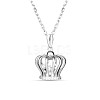 TINYSAND 925 Sterling Silver Crown CZ Pendant Necklaces TS-N312-S-1