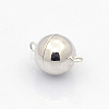 Anti-Tarnish Rhodium Plated 925 Sterling Silver Round Magnetic Clasps STER-L018-04-4