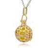 Golden Tone Brass Hollow Round Cage Pendants KK-J226-05G-2