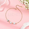 Round Natural Larimar Beads 304 Stainless Steel Satellite Chain Anklets for Women AJEW-AN00877-1