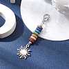 Sun Alloy & Cat Eye Pendant Decoration HJEW-JM01593-04-3