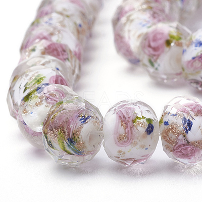Handmade Gold Sand Lampwork Beads Strands LAMP-R141-12mm-12-1