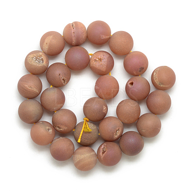 Electroplated Natural Druzy Geode Agate Beads Strands G-S238-18mm-01-1