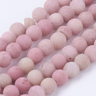 Frosted Natural Rhodonite Round Bead Strands G-G735-09F-4mm-1
