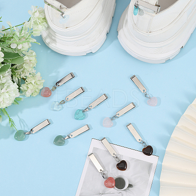 12Pcs 6 Styles Heart Natural & Synthetic Gemstone Shoe Charms HJEW-CA00019-1
