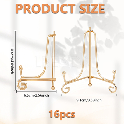 16Pcs Folding Iron Display Easels for Decorative Plates Photo Frames AJEW-GO0004-47B-1