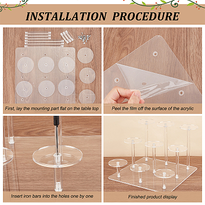3-Tier Round Transparent Acrylic Toys Action Figures Display Riser Stands ODIS-WH0030-24B-1