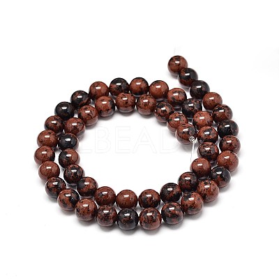 Natural Mahogany Obsidian Round Bead Strands G-P075-26-10mm-1