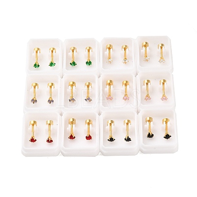 Square Glass Ear Fake Plugs EJEW-H105-24G-A-1