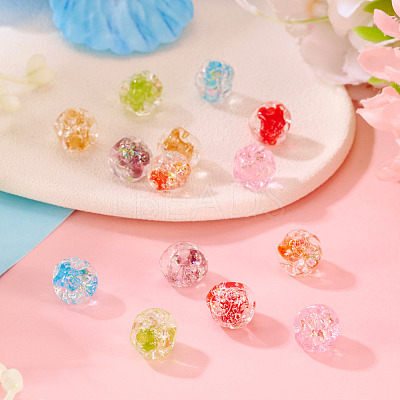 14Pcs 7 Colors Handmade Foil Lampwork Beads FOIL-TA0001-07-1
