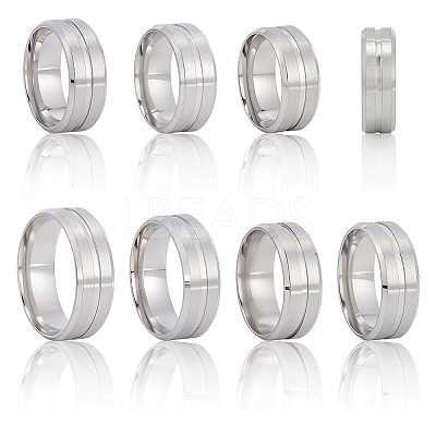 14Pcs 7 Styles Stainless Steel Grooved Finger Ring Settings STAS-SC0010-65P-1