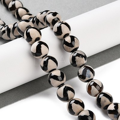 Natural Tibetan Wave Pattern dZi Agate Beads Strands G-B084-A02-01-1