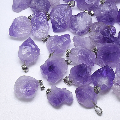 Natural Amethyst Pendants G-T122-34-1