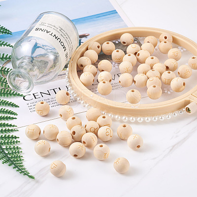 120Pcs 12 Styles Unfinished Natural Wood European Beads WOOD-CD0001-09-1