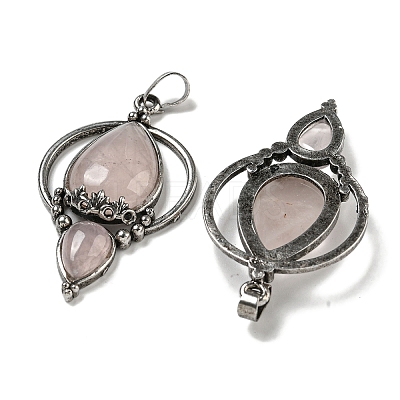 Natural Rose Quartz Pendants G-F766-04AS-02-1