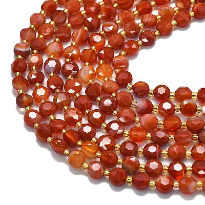 Natural Red Striped Agate/Banded Agate(Dyed & Heated) Beads Strands G-C116-A28-02-1