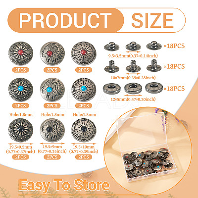 18Sets 9 Styles Brass Snap Buttons FIND-SW0001-33-1