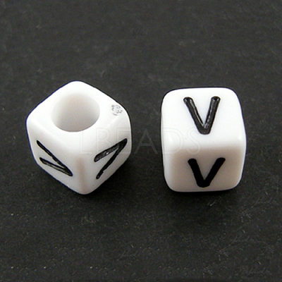 Letter Acrylic European Large Hole Beads OPDL-R050-10mm-V-1