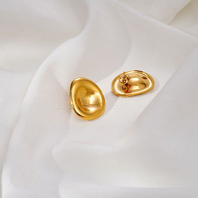 Irregular Oval 304 Stainless Steel Stud Earrings for Women AM9832-1
